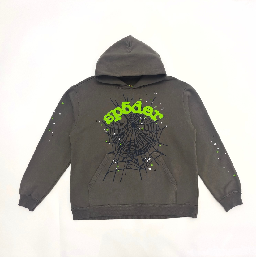 grey/green sp5der hoodie 1:1 print heavy material (BULK READY)
